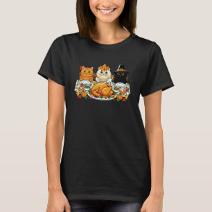 Thanksgiving Cats Dinner Turkey Feast Autumn Humou T-Shirt