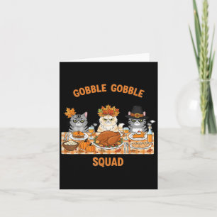 Thanksgiving Cats Gobble Gobble Squad Dinner Table Card