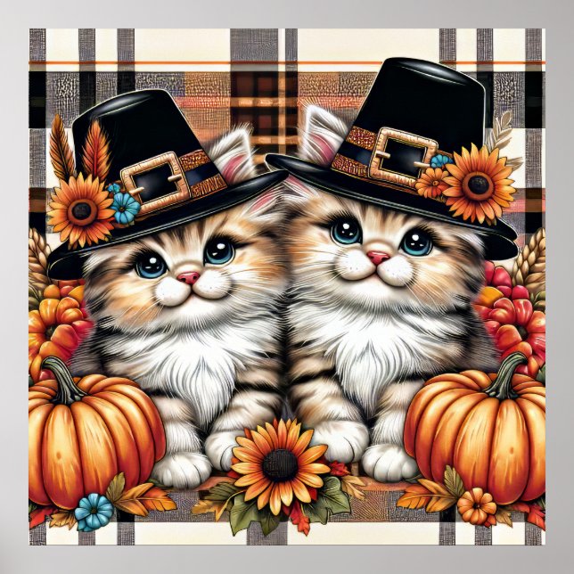 Thanksgiving Cats Poster (Front)
