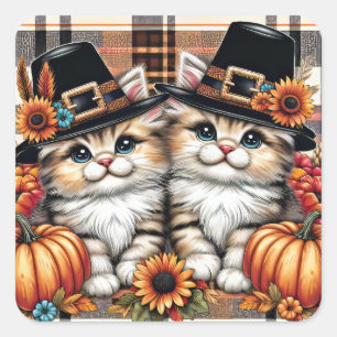 Thanksgiving Cats Stickers