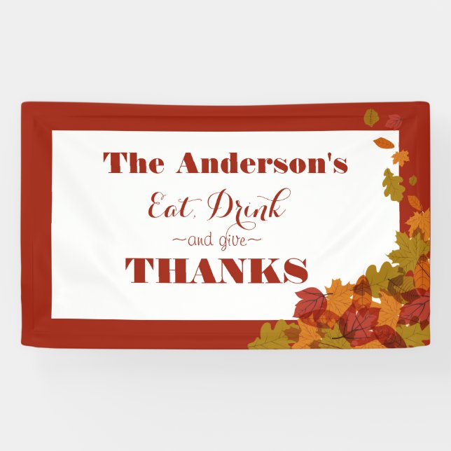 Thanksgiving Celebration Eat Drink & Give Thanks Banner (Horizontal)