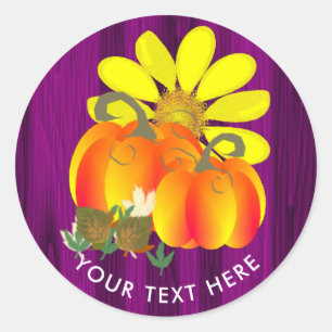 Thanksgiving Celebration Rustic Personalised Classic Round Sticker