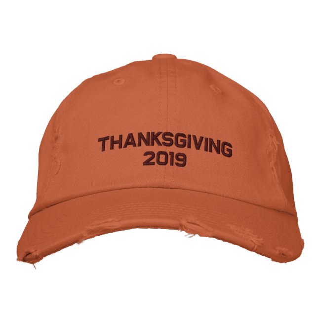 Thanksgiving Change to Current Year Embroidered Hat (Front)