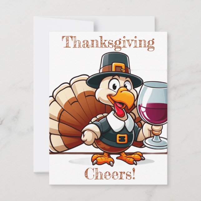 Thanksgiving cheers! turkey fun holiday card (Front)