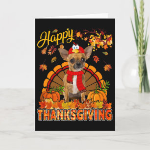 Thanksgiving Chihuahua Wearing Turkey Costume Fall Card