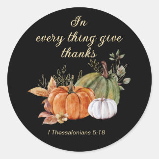 Thanksgiving Christian Bible Verse Pumpkins Classic Round Sticker