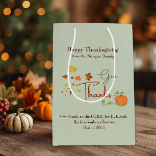 Thanksgiving Christian   Custom Name & Bible Verse Medium Gift Bag