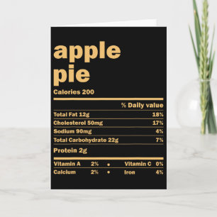 Thanksgiving Christmas Apple Pie Nutritional Facts Card