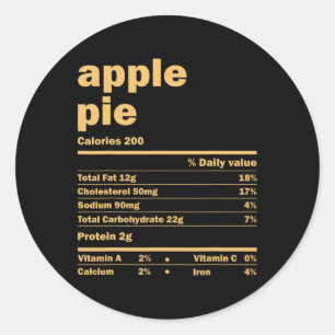 Thanksgiving Christmas Apple Pie Nutritional Facts Classic Round Sticker