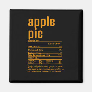 Thanksgiving Christmas Apple Pie Nutritional Facts Magnet