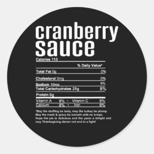 Thanksgiving Christmas Cranberry Sauce Nutritional Classic Round Sticker