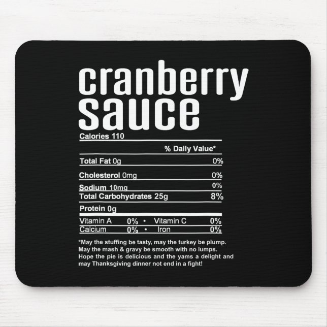 Thanksgiving Christmas Cranberry Sauce Nutritional Mouse Pad (Front)