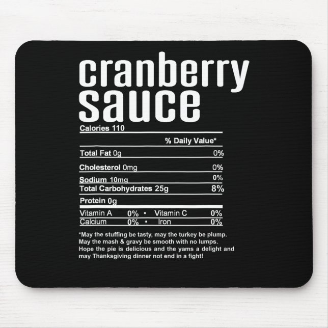 Thanksgiving Christmas Cranberry Sauce Nutritional Mouse Pad (Front)