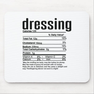 Thanksgiving Christmas Dressing Nutritional Facts Mouse Pad