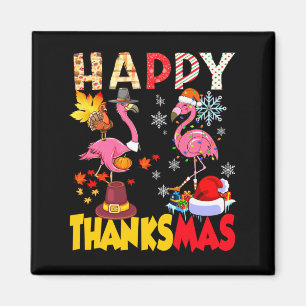 Thanksgiving Christmas Flamingo Happy Thanksmas Xm Magnet
