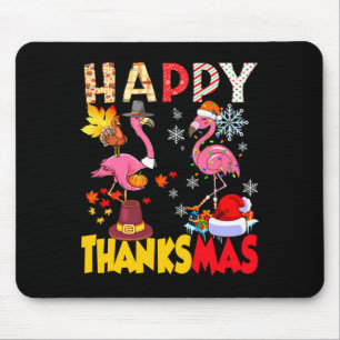 Thanksgiving Christmas Flamingo Happy Thanksmas Xm Mouse Pad