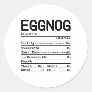 Thanksgiving Christmas Food Facts Eggnog Nutrition Classic Round Sticker