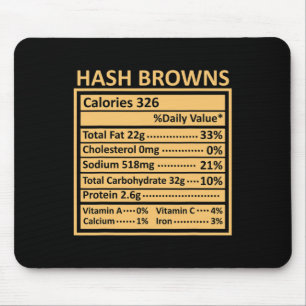 Thanksgiving Christmas Funny Hash Browns Nutrition Mouse Pad