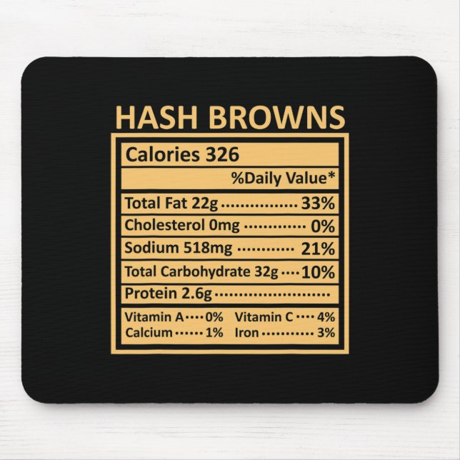 Thanksgiving Christmas Funny Hash Browns Nutrition Mouse Pad (Front)