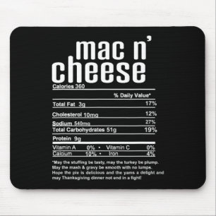 Thanksgiving Christmas Mac N Cheese Nutritional Fa Mouse Pad