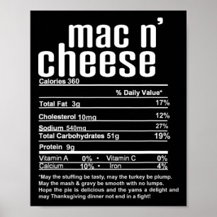 Thanksgiving Christmas Mac N Cheese Nutritional Fa Poster