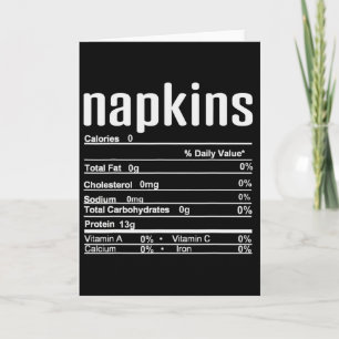 Thanksgiving Christmas Napkins Nutrition Fact  Card