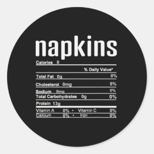 Thanksgiving Christmas Napkins Nutrition Fact Classic Round Sticker