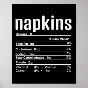 Thanksgiving Christmas Napkins Nutrition Fact  Poster