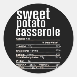 Thanksgiving Christmas Sweet Potato Cerole Nutriti Classic Round Sticker