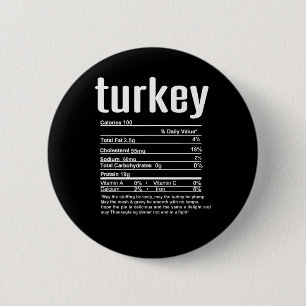 Thanksgiving Christmas Turkey Nutritional Facts  6 Cm Round Badge