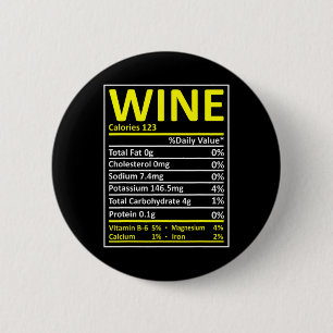 Thanksgiving Christmas Wine Nutritional Facts Labe 6 Cm Round Badge