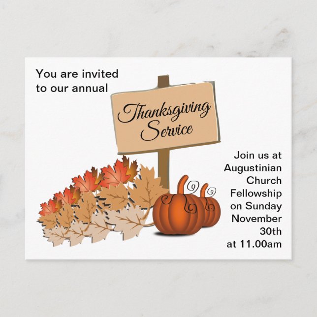THANKSGIVING Church Service Invitation (Front)