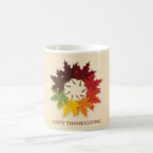 Thanksgiving circle of leaves coffee mug