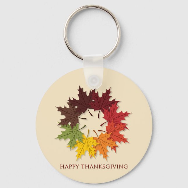 Thanksgiving circle of leaves key ring (Front)