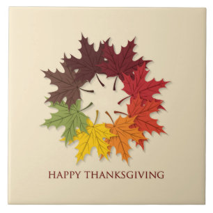 Thanksgiving circle of leaves tile