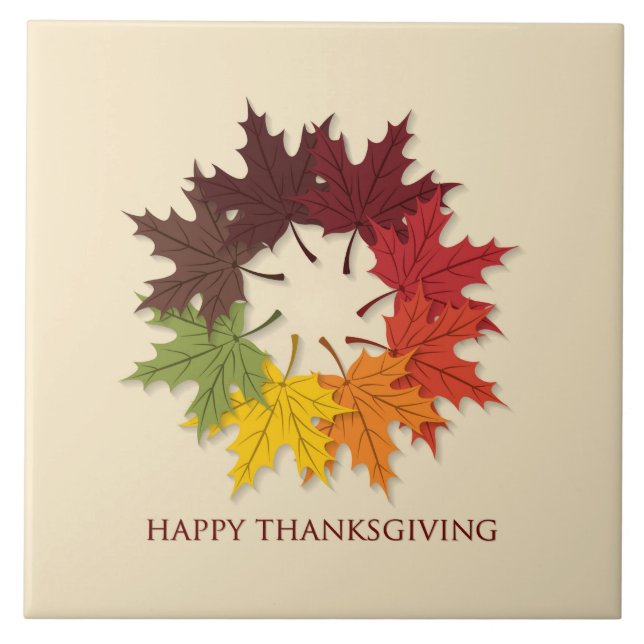 Thanksgiving circle of leaves tile (Front)