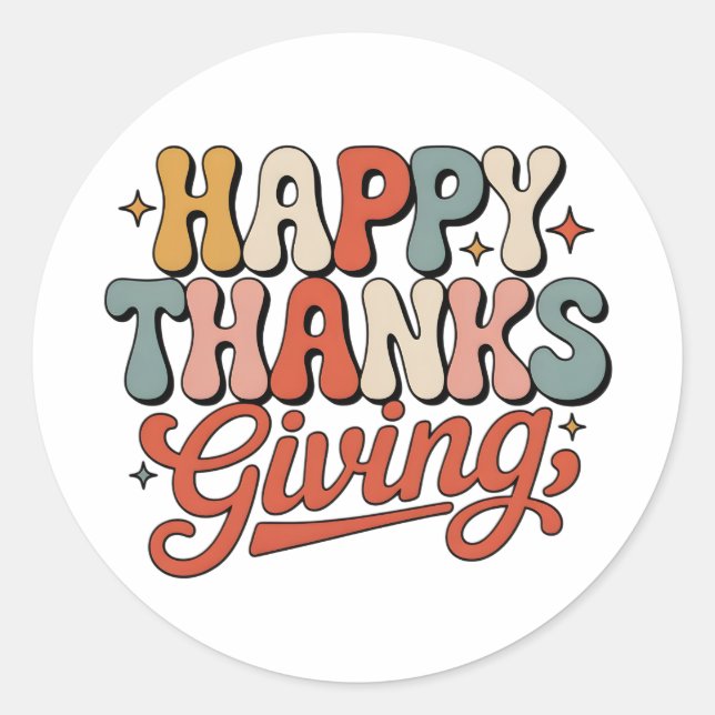 THANKSGIVING CLASSIC ROUND STICKER (Front)