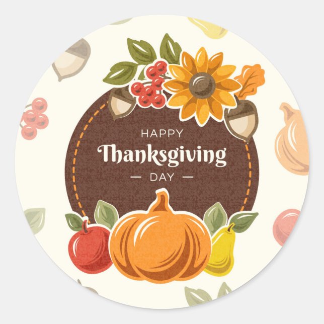 Thanksgiving  classic round sticker (Front)