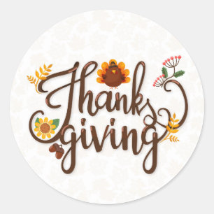 Thanksgiving classic round sticker