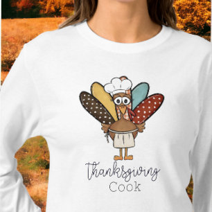 Thanksgiving Cook Turkey Apron Chef Girl Funny T-Shirt