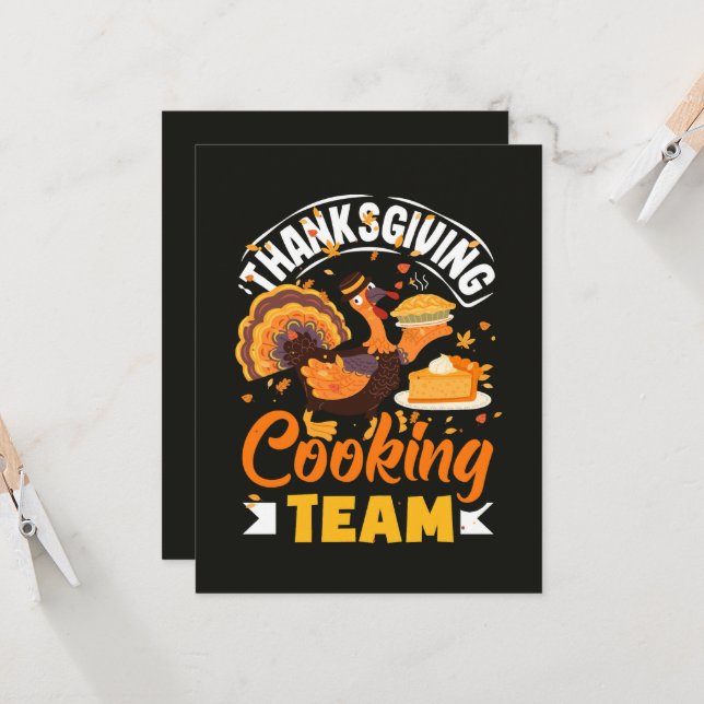 Thanksgiving Cooking Team Funny Fall Dinner Invitation (Front/Back In Situ)