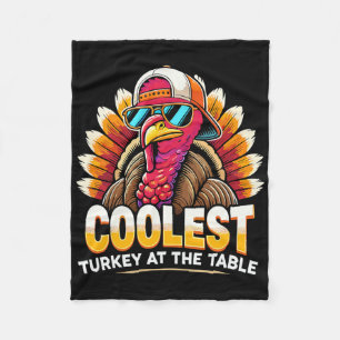 Thanksgiving Coolest Boys Turkey At Table Toddler Fleece Blanket
