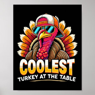 Thanksgiving Coolest Boys Turkey At Table Toddler  Poster