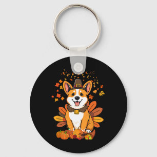 Thanksgiving Corgi Dog Turkey 1  Key Ring