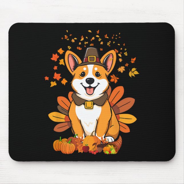 Thanksgiving Corgi Dog Turkey 1  Mouse Pad (Front)