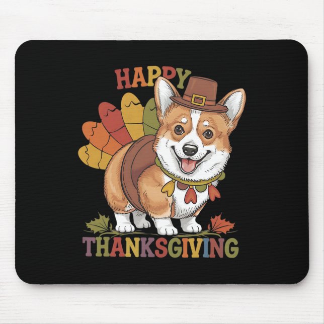 Thanksgiving Corgi Dog Turkey  Mouse Pad (Front)