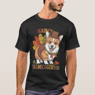 Thanksgiving Corgi Dog Turkey  T-Shirt