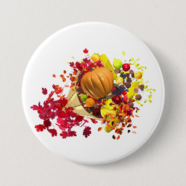 Thanksgiving Cornucopia 7.5 Cm Round Badge (Front)