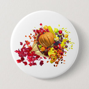 Thanksgiving Cornucopia 7.5 Cm Round Badge