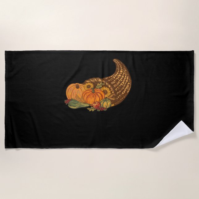 Thanksgiving Cornucopia Classic T-Shirt Beach Towel (Front)